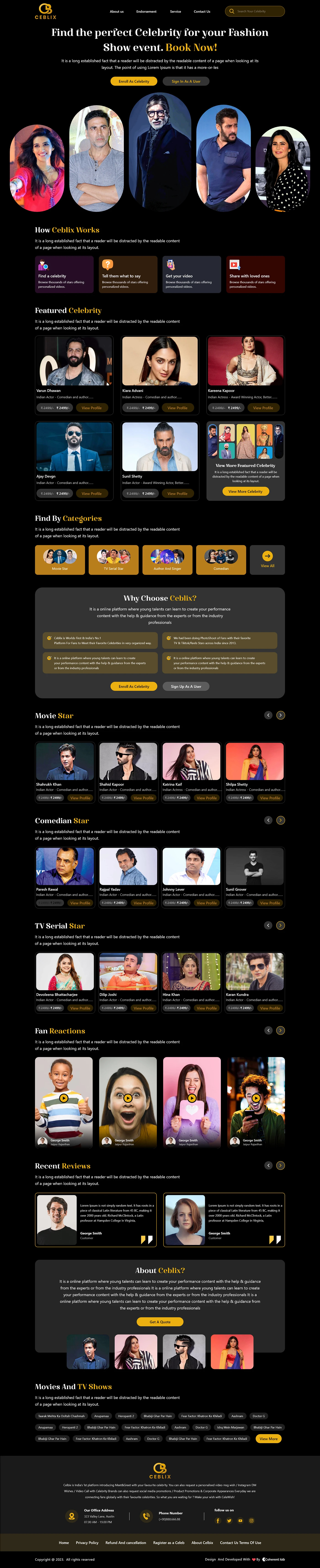 ceblix Celebrity Platform ui design website ui