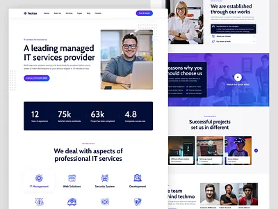 IT Service Provider Landing Page custome design design figma graphic design homepage it landingpage minimal modern design re design tech design tech landing technology uiux web web design webflow website wireframing wordpress