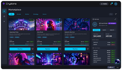 ✨ Web3 Onboarding for Game Creation platform | Crypto Dashboard crypto darkui dashboard fintech gradient interactiondesign onboarding productdesign ui visualdesign web3 webdesign