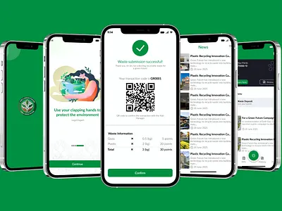 Waste management App Ui app design clean ui dashboard design digital product eco app environmental app figma green design interaction design interface design mobile app mobile ui modern ui recycling app sustainability ui ui design user experience ux design waste management