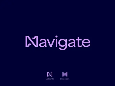 Navigate - Logo Design branding compass direction directional geometric identity letter n lettermark logo design logomark logotype modern movement negative space path sans serif simple symbol travel wordmark