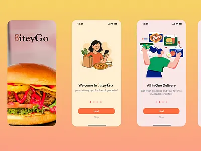 Food delivery onboarding app clean design food food delivery app interface mobile mobile app mobile design onboarding ui uiux ux welcome