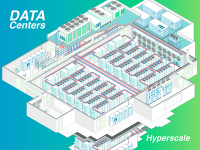 Data Centers adobe illustrator architectural visuals batteries cloud cooling system instructional design isometric isometric art pipes server systematic design tech tech hub technical drawing technical graphics technical illustration technical infographic ups vector graphics