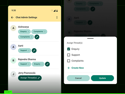 Business Chat - Admin Settings admin settings app business chat design locan management mobile role assignment settings support ui ux