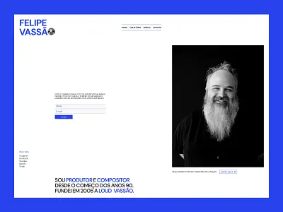 Hero section design for music producer Felipe Vassão audio branding contrast design hero interface layout lound modernity motion music portfolio producer reinterpretation studio typography ui ux visual website