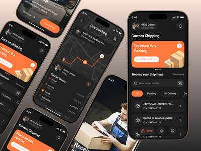Parcel Delivery Mobile App UI booking app cargo courier app courier service app delivery delivery service logistics management mobile mobile app mobile app design package package delivery parcel app parcel booking parcel delivery parcel tracking app shipment shipment tracking shipping app design transport