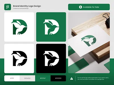Letter D Hummingbird Logo (Premade Logo For Sale) animal bird brand identity branding business logo company logo corporate logo d d logo d monogram grapic design hummingbird letter d logo logo design logo template logomark logos premade logo wings