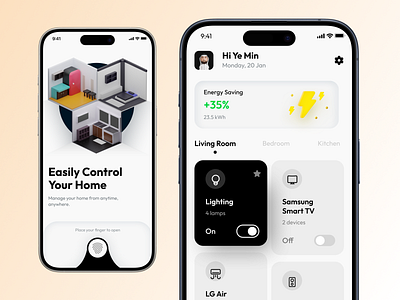 AI Smart Home App UI – Control Everything, Effortlessly android ios app app design automation app clean ui control panel dashboard ui data dashboard figma design home automation home tech minimal design mobile app design mobile ui modern ui smart devices smart home app smart home interface tech design ui ux design wireless control