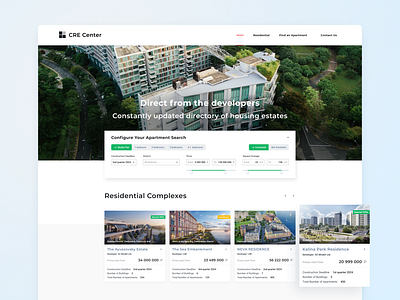 Real estate aggregator clean design filters housing landing landing page modern product design real estate rent app search spa ui user interface web web design website