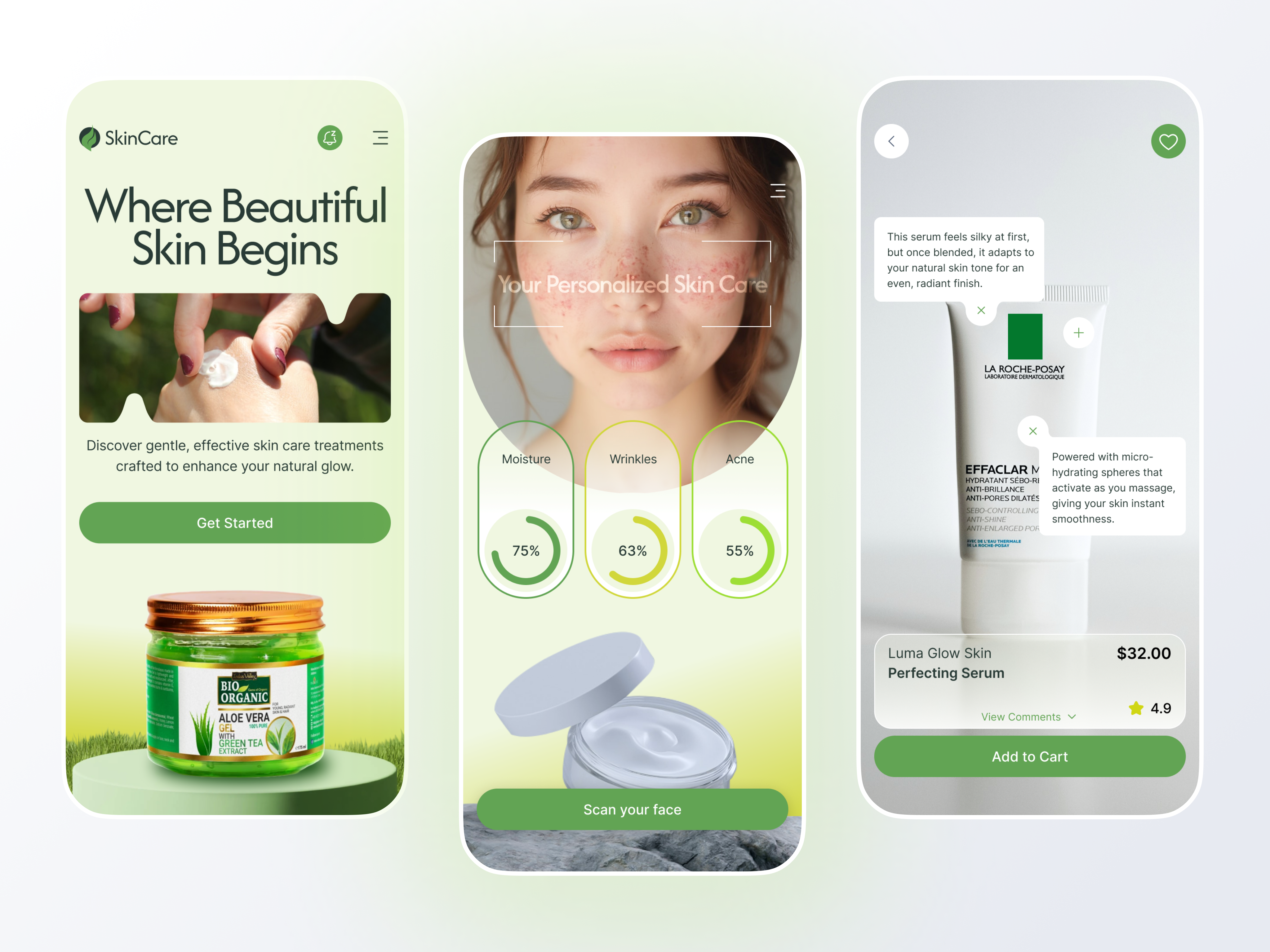 Skincare Progress Tracking App app app design body fit girl graphic design health healthcare mobile mobile app mobile ui skin skincare skins ui ux wellness