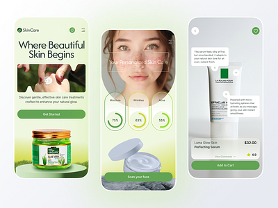 Skincare Progress Tracking App app app design body fit girl graphic design health healthcare mobile mobile app mobile ui skin skincare skins ui ux wellness