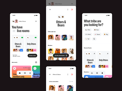 Tribl App Design app app design chat experience fun graphic design group homepage interaction interface layout minimal product design profile search social social media ui uiux ux