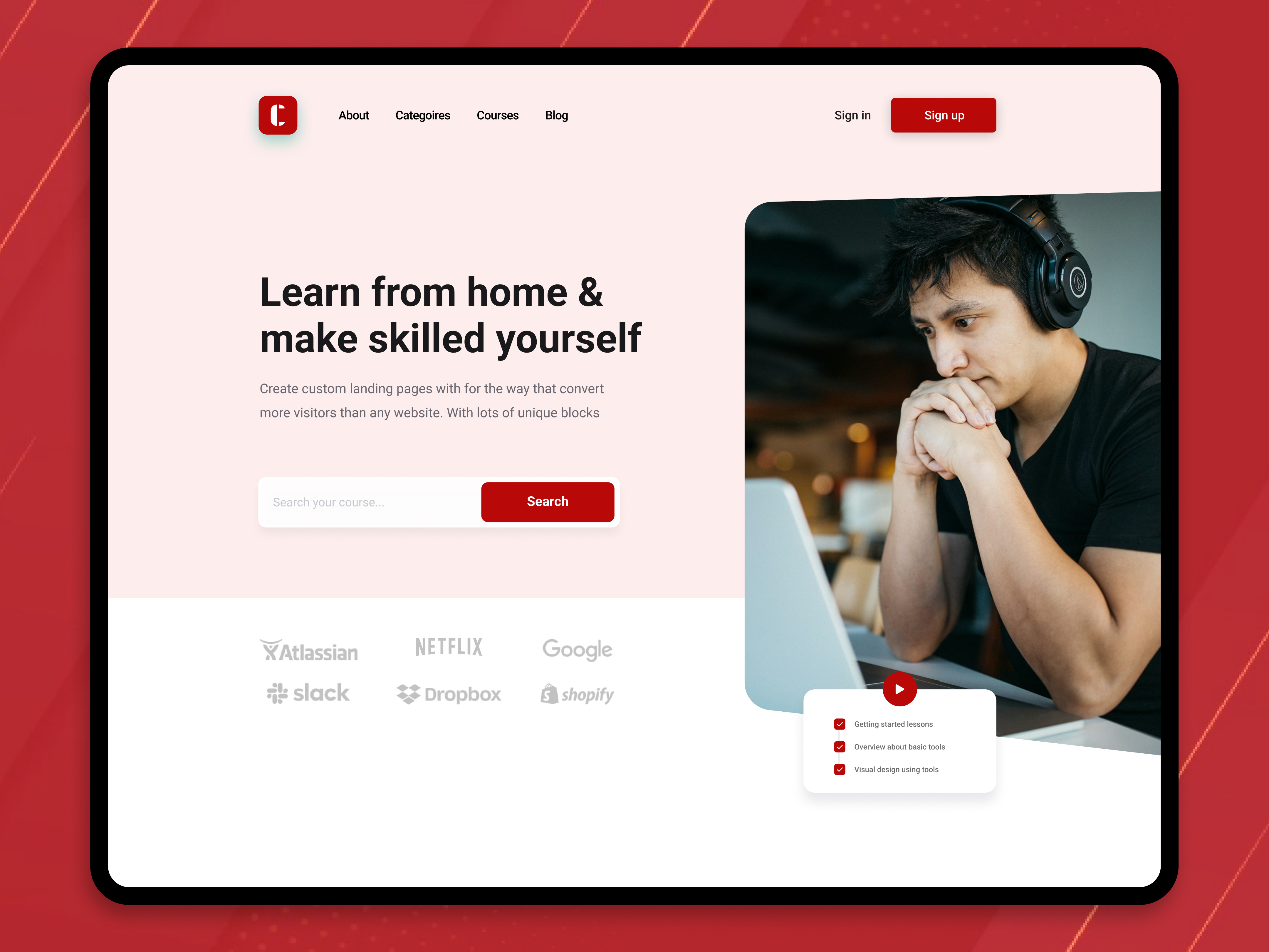 Example of Online Learning Platform Website Design