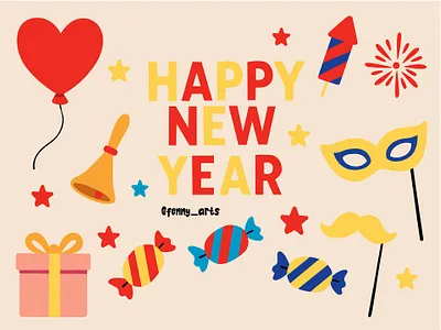 New Year Celebration Objects Collection background cartoon celebration character culture day eve event festival festive fireworks happy holiday january lighting new parade reveillon traditional year