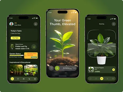 🌿Plantify: AI Powered Plan Care Mobile App ai app desing design garden gardening app green interface mobile app modern nature plant plant app plant care plant nersury plant shop product scanning ui ux website