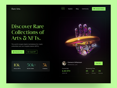 Rare Arts - NFT Collection Website design graphic design ui userexperience userinterface ux