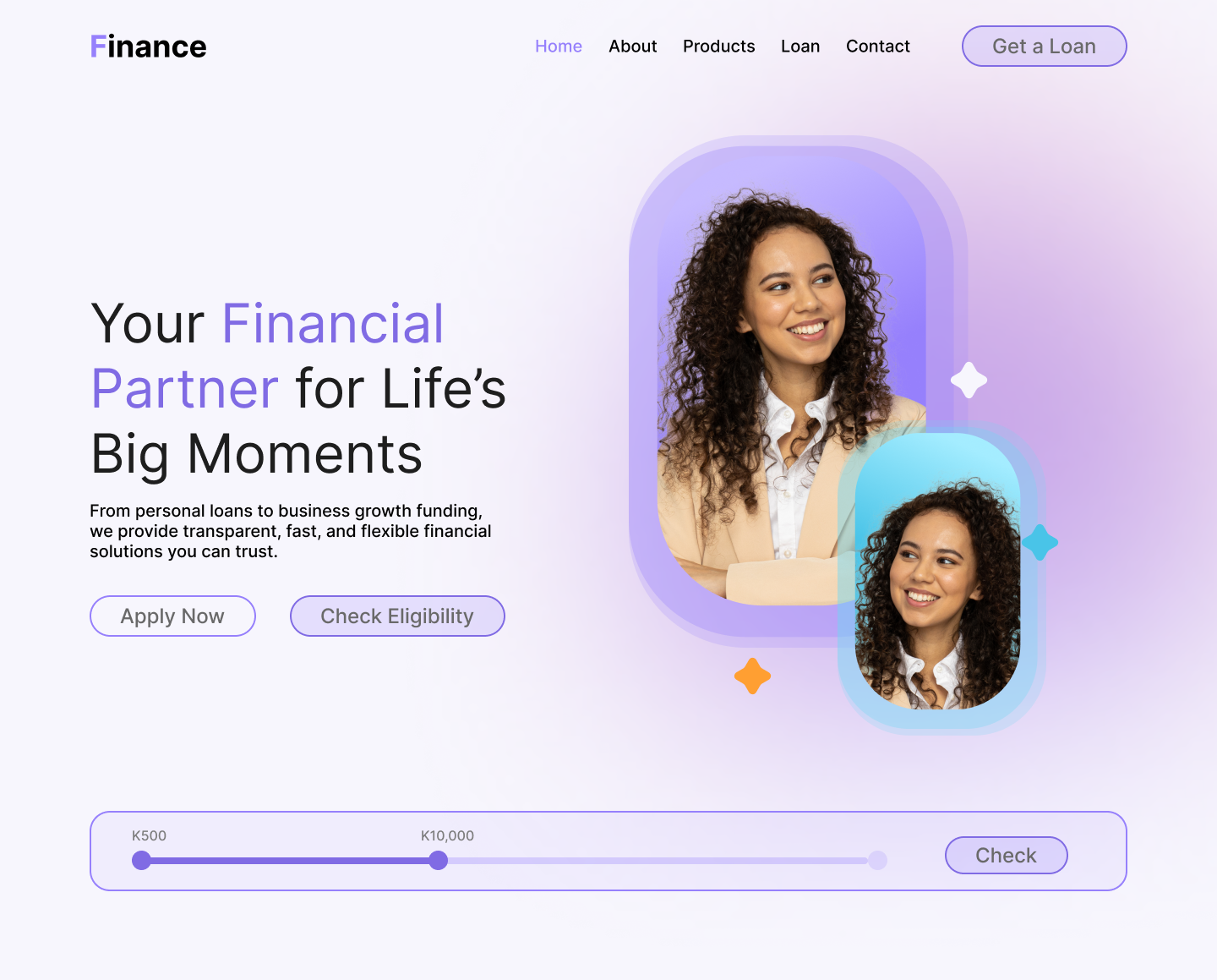Example of Finance Landing Page