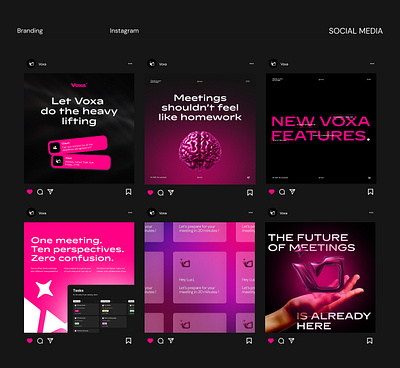 Social media Voxa branding design instagram landing page minimal social media ui ui elements ux uxdesign