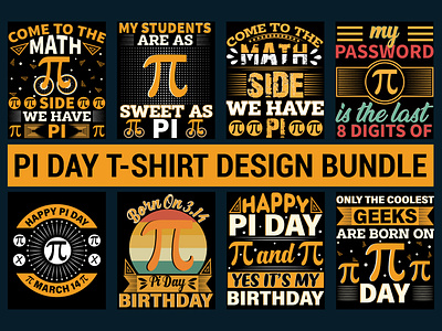 PI DAY T-SHIRT DESIGN BUNDLE appreal clothing fashion math t shirt pi day t shirt design pi design pi t shirt typography