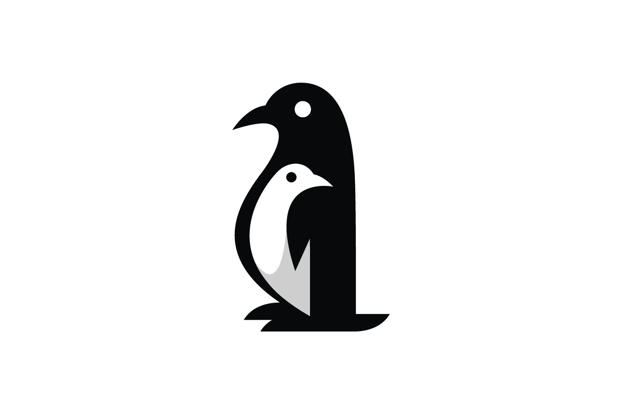 Penguin Family Logo bland and white branding business logo clean contemporary design drawing elegance family graphic design illustration logo logoground logomaker modern penguin stripe ui