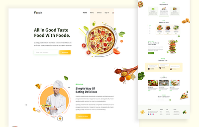 Foode Landing Page dribbble food and drink landing page ui web xd design