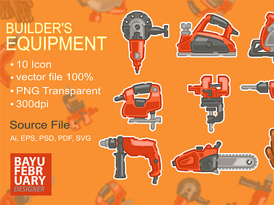 ICON SET : Builder’s Equipment cartoon graphic design icon logo png set ui vector