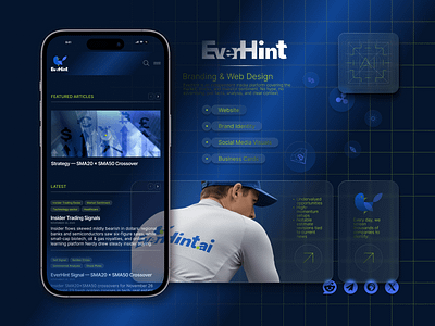 EverHint — AI-Powered Media Platform branding design everhint financial analytics financial media platform graphic design illustration logo market insights smart investments ui ux web design website