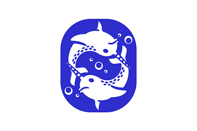 Underwater Twin Narwhal Logo branding business logo contemporary design drawing elegance graphic design illustration logo logoground logomaker narwhal north pole sea unicorn ui underwater