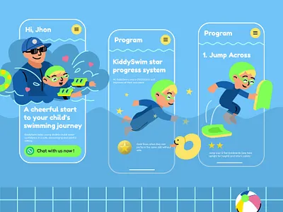 Swimming App UI/UX Exploration app illustration mobile swim swimming swimming app ui ux