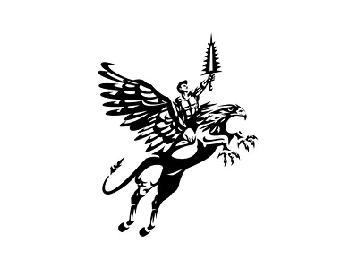 Flying Griffin Shining Sword Logo branding business logo contemporary design drawing elegance graphic design griffin illustration logo logoground logomaker sword ui warrior