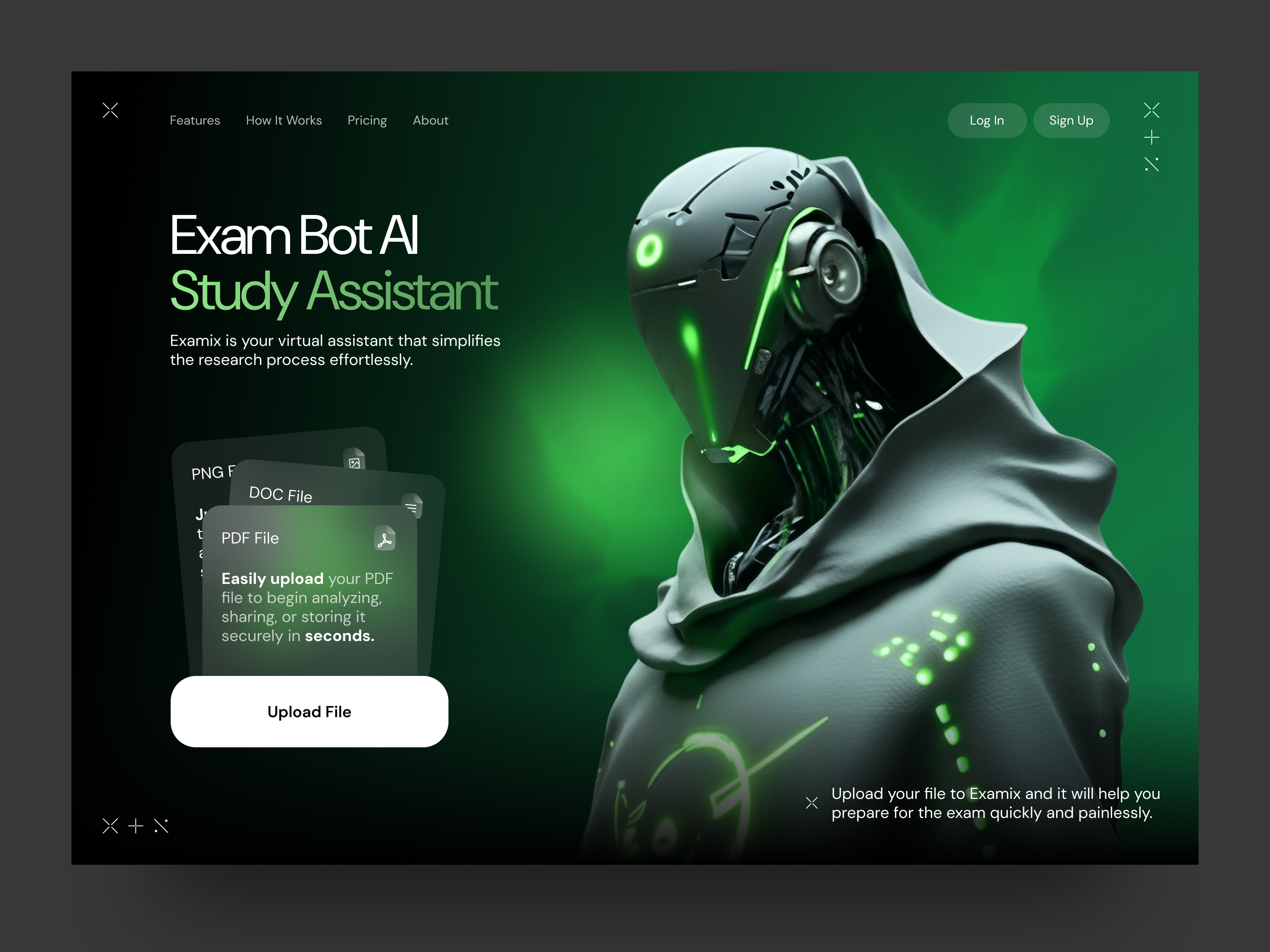 Example of Exam Bot AI – Study Assistant Web Design