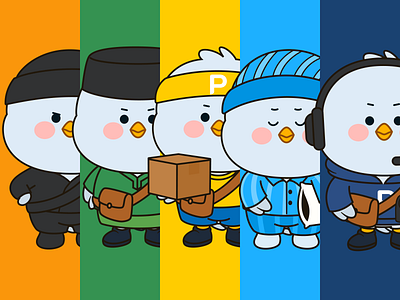 PuffEx: Puffie Outfits Collection bird brand identity branding character character design delivery design graphic design hero illustration ip mascot