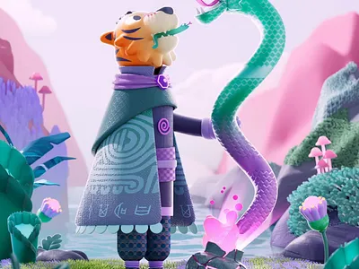 NO.B / 疆良JiangLiang - 36days 3d 3d animation animation c4d illustration motion graphics tiger