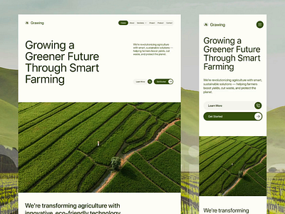 Grawing - Agriculture Landing Page agriculture agriculture design agritech crop monitoring drone mapping ecosystem farm management farming green innovation landscape nature organic organic fertilizers precision agriculture smart farming sustainable sustainable farming uiux webdesign