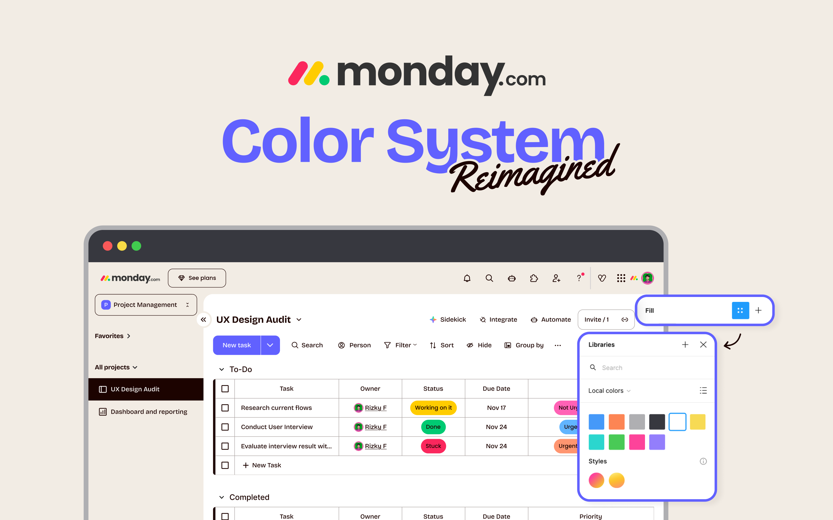 Monday.com - Work Management App Color System Revamp color system design system saas saas design task management app ui ui color ux