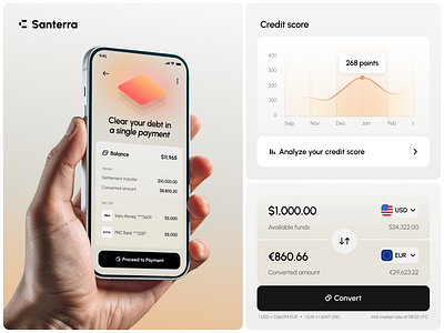 Debt & Currency Management banking app concept currency converter debt management finance app finance dashboard fintech mobile ui orizon: uiux design agency statistics finance ui ux