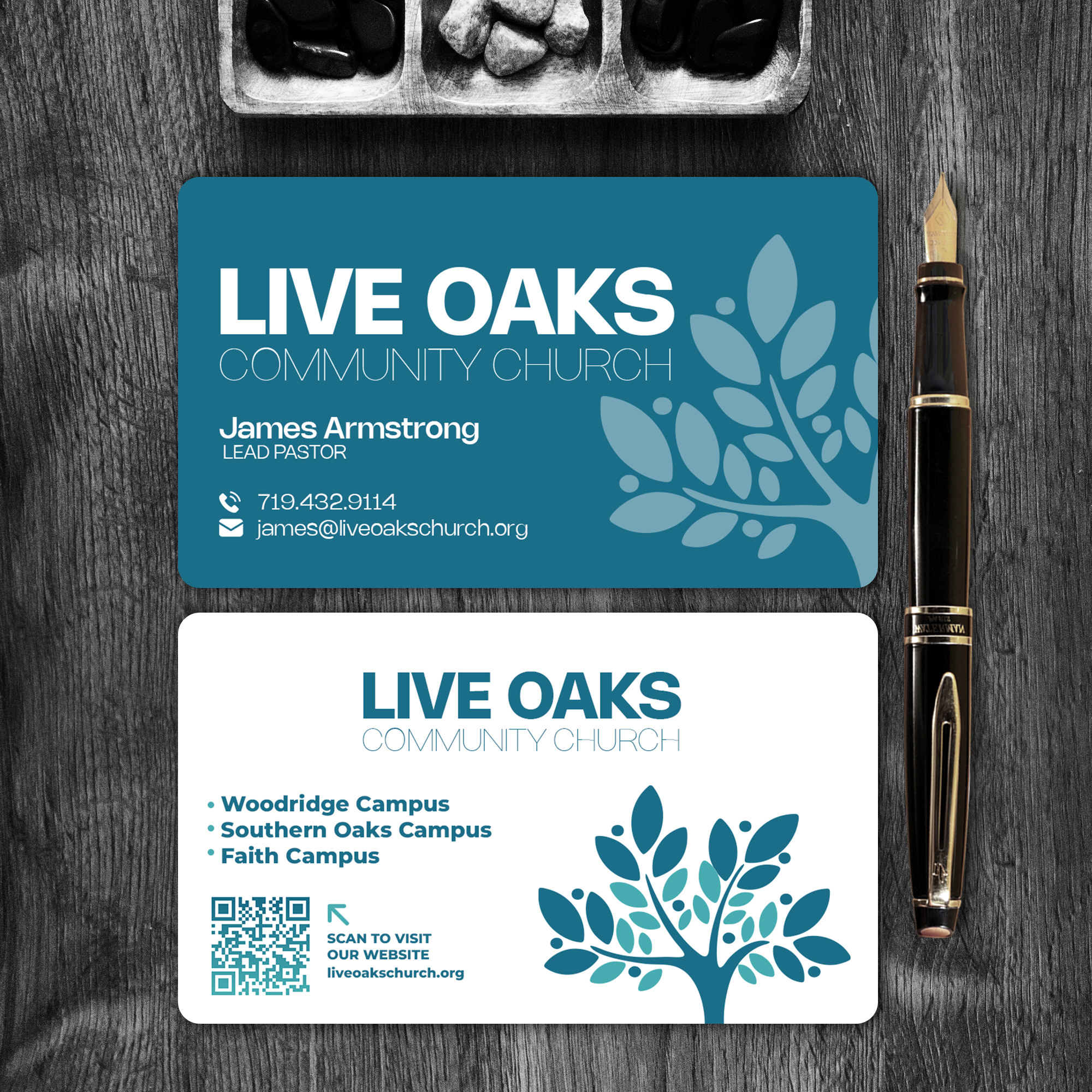 LiveOaks business card design.