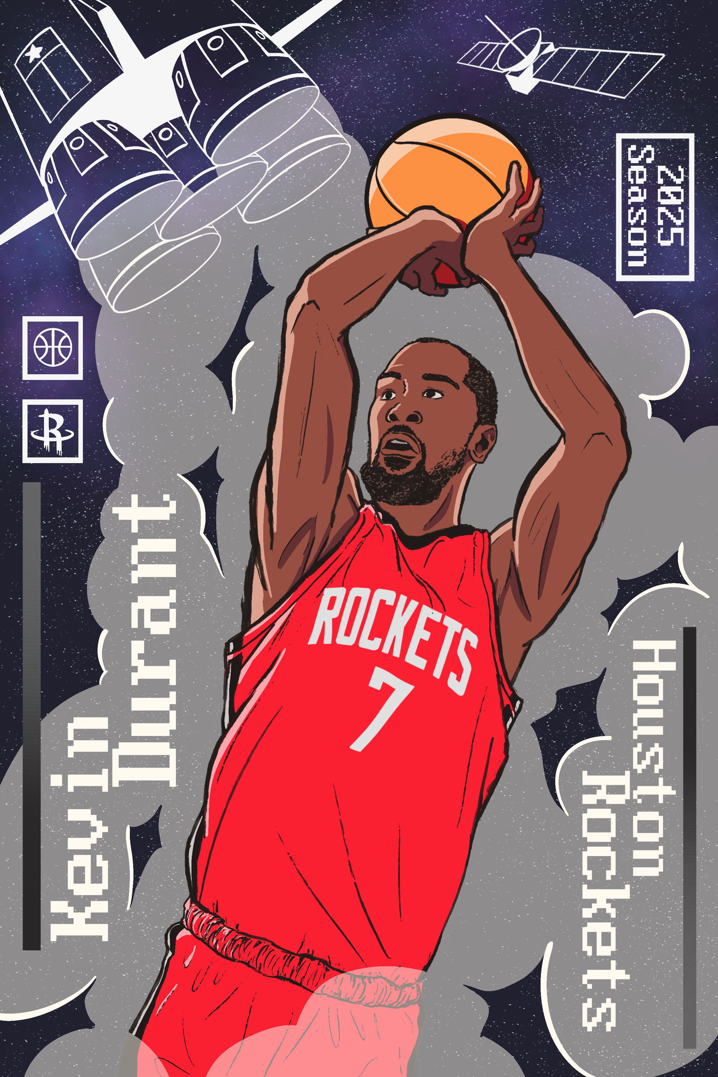 Kevin Durant - Houston Rockets basketball basketball illustration design graphic design houston illustration sports sports illustration