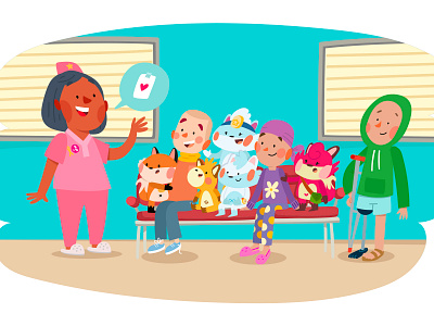 Mexican Childhood Cancer Association awareness brave cancer cartoon character color cute design fox foxes friends hope hospital illustration kids