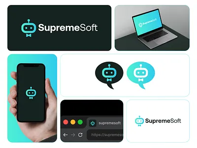 SupremeSoft - Chatbot brand logo app icon app logo branding design flat graphic design illustration logo minimal