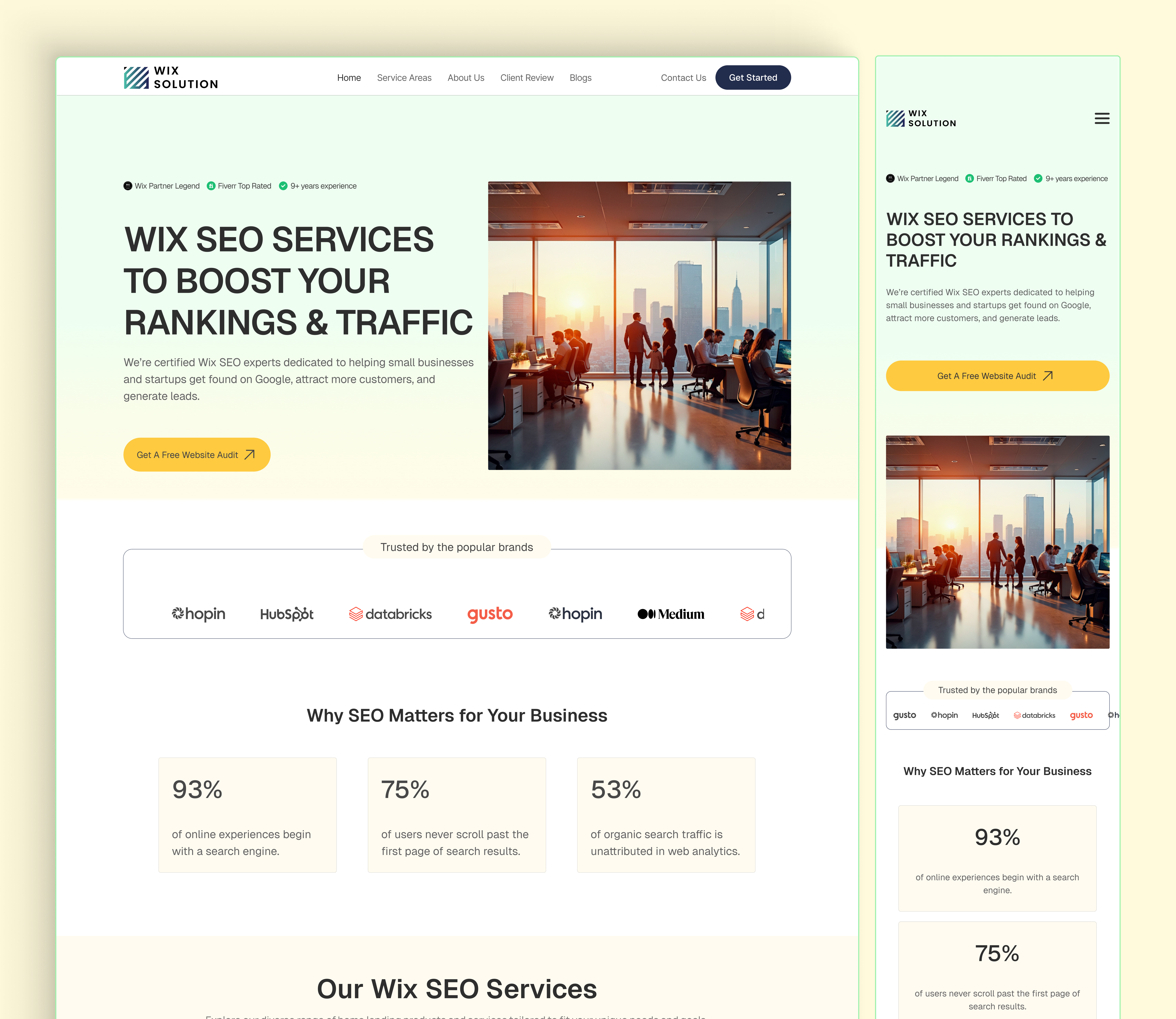 SEO Agency Website Design for Wix Solutions – Full UI/UX Design clean ui conversion focused design creative website design designer portfolio digital agency website framer developer framer website landing page design marketing website minimal design modern ui professional web design seo agency website uiux design user interface design ux design web design web ui website redesign wix design
