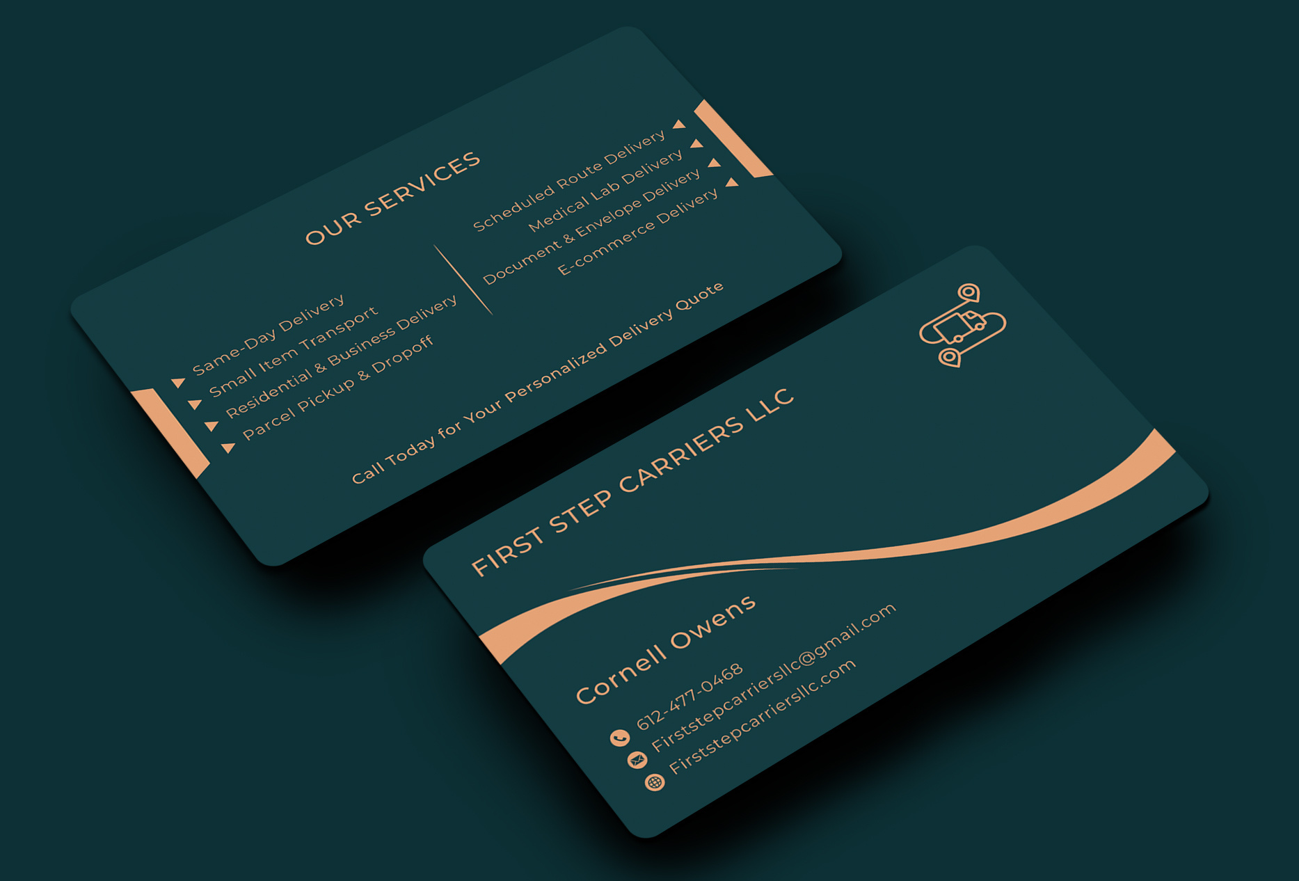 Modern Delivery Service Business Card Design brand guid brand identity branding business card business card design delivery service business card logo logo design luxury business card minimalist business card modern business card service business card visiting card