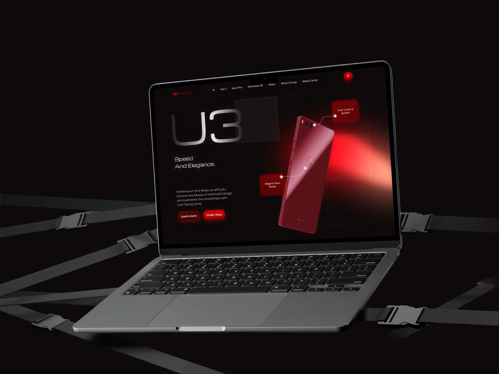 Smartisan U3 – Premium Smartphone Landing Experience 3d animation branding design figma graphic design home page landing page ui ui ux ux web design