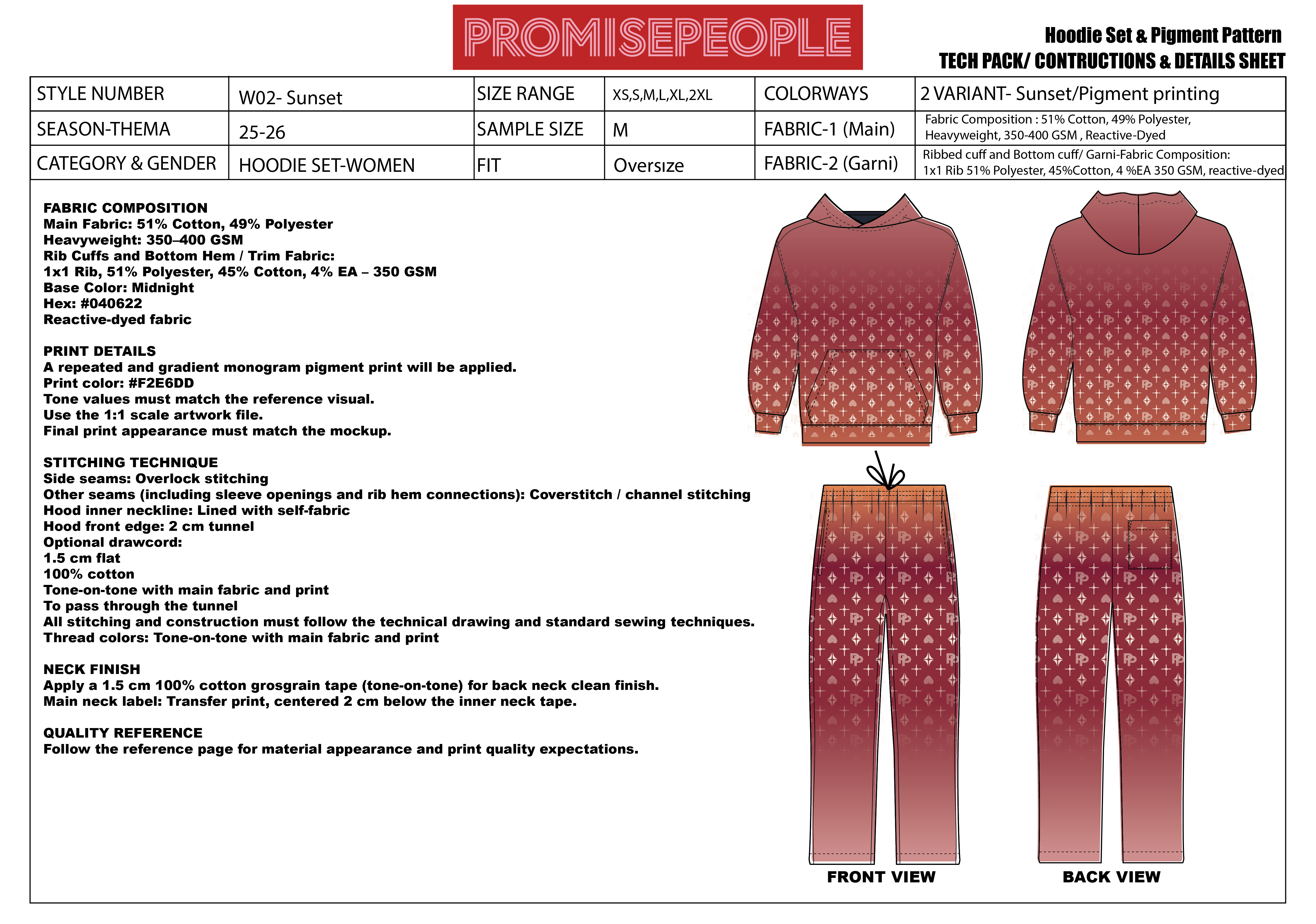 Example of Factory Ready Apparel Tech Pack 