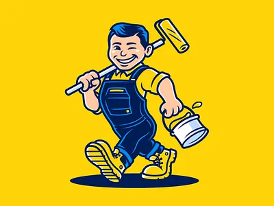 Painter Mascot | Vintage Character Design brand character branding character design collegiate dasedesigns identity design illustration logo design male man mascot mascot logo paint painter sports logo vintage