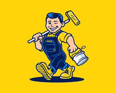 Painter Mascot | Vintage Character Design brand character branding character design collegiate dasedesigns identity design illustration logo design male man mascot mascot logo paint painter sports logo vintage