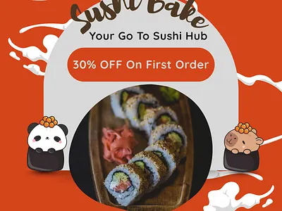 Sushi Bake ad canva content creator content design design facebook feed food freelancer graphic design hire me insta instagram marketing menu order post social media story sushi