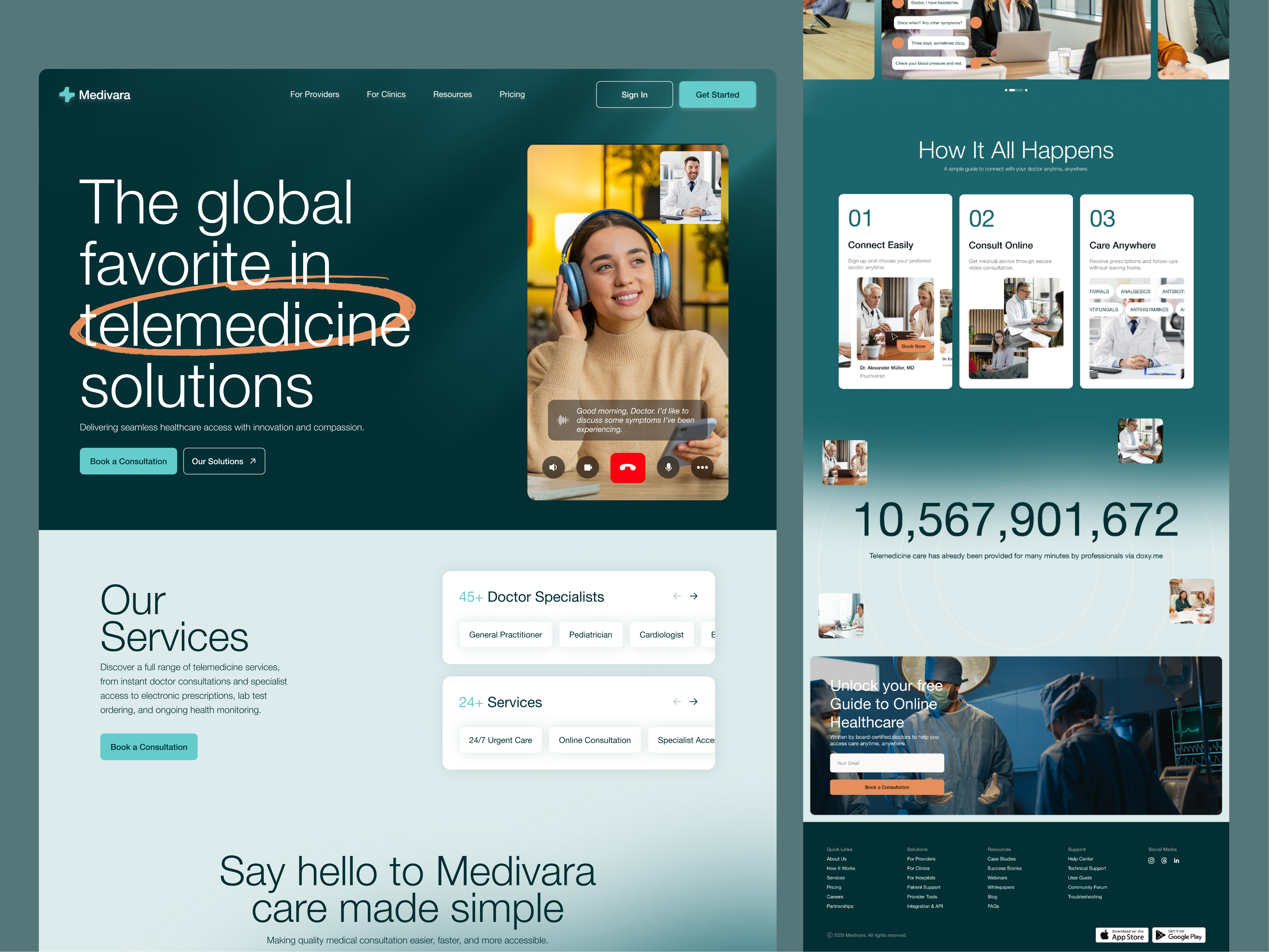 Medivara - Telemedicine Health Platform 3d animation branding design figma graphic design illustration logo motion graphics saas typography ui ux vector webflow