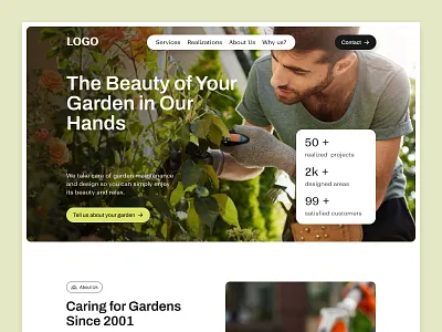 Gardening - Homepage garden gardening graphic design green homepage landing page landscape architecture lanscape minimal modern nature seo tree ui design web design webdesign