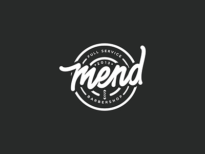 MEND badgelogo barbershop branding design graphic design illustration logo typography vector